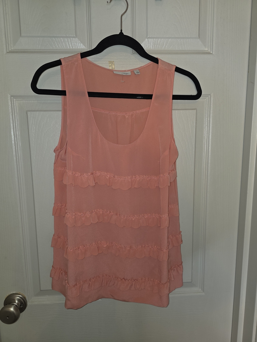 Halogen Peach Ruffle Layered Silk Sleeveless Camisole